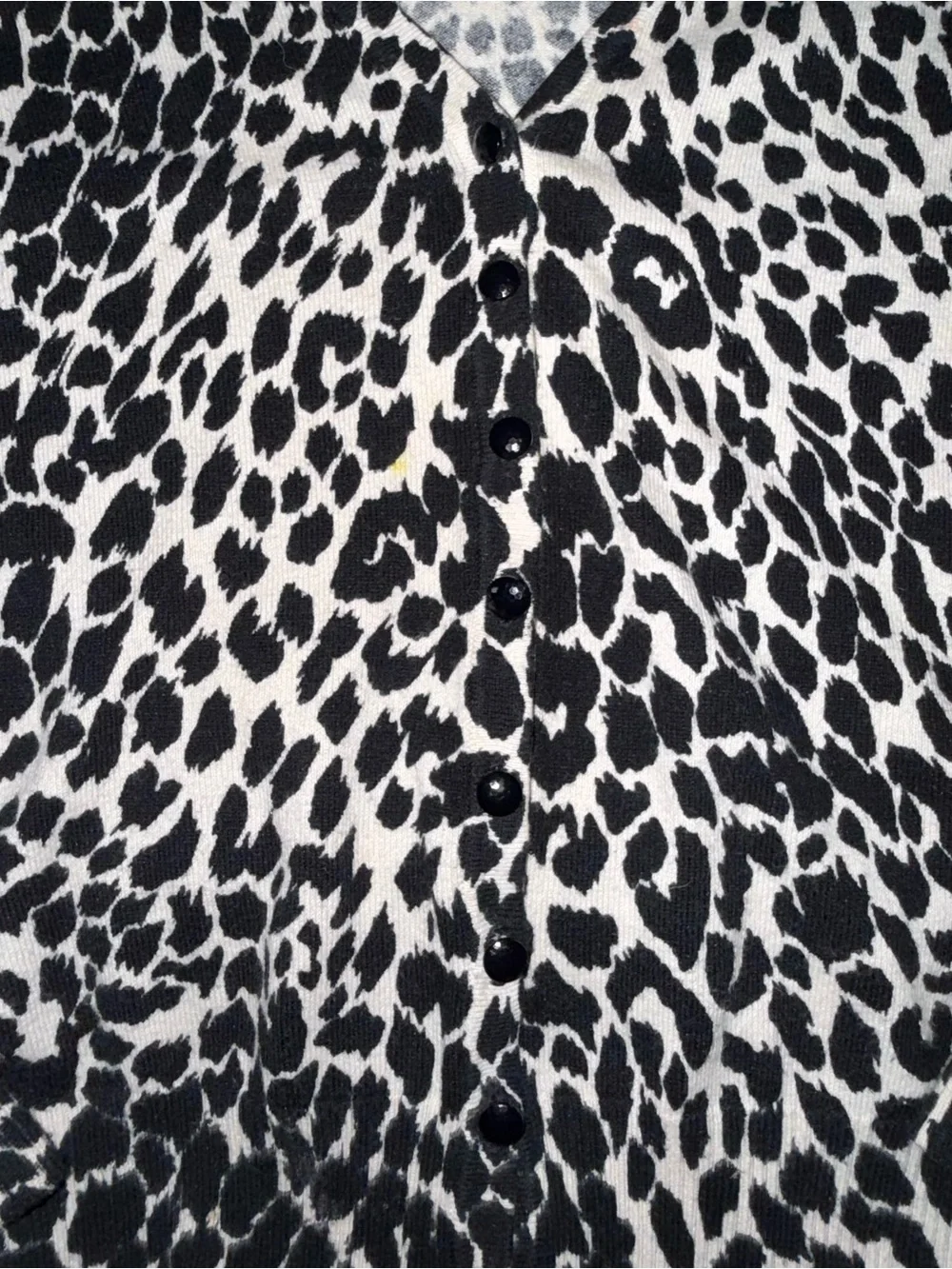Leopard Print V-Neck Cardigan - Black & White - Picture 4 of 5